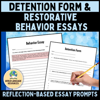 Preview of Restorative Practices Behavior & Reflection Essay Prompts and Detention Form