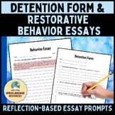 Restorative Practices Behavior & Reflection Essay Prompts 