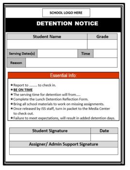 Preview of Detention Notice-Student Cards (Editable)