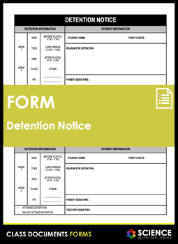 Preview of Detention Notice or Slip Form for Teachers - Fill in Fast!