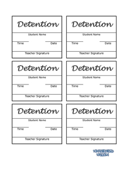 Detention Pass by Methodized Mayhem | Teachers Pay Teachers