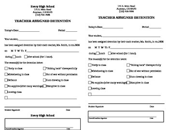 Preview of Detention Slip - Quick and Easy