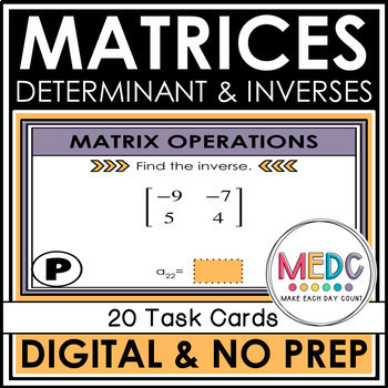 Preview of Determinant and Inverses of Matrices Digital Activity