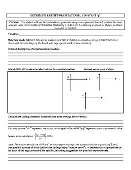 Preview of Determination of acceleration due to gravity lab