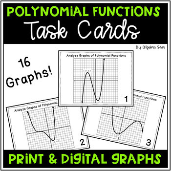 Preview of Determine Key Characteristics of Polynomial Graphs - Task Cards