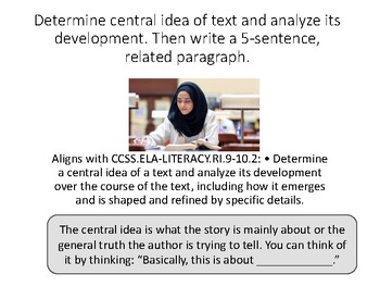 Preview of Determine Main Idea and Write a Paragraph