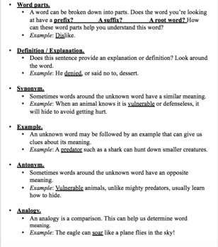 Determine Word Meaning Guide By Myclassroomhelpers Tpt