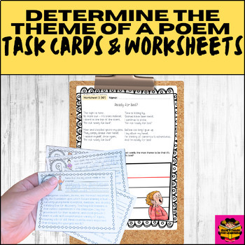 Determine The Theme Of A Poem Worksheets And Task Cards TPT