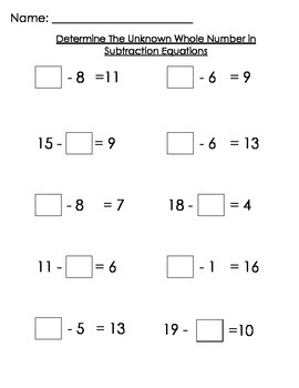 Determine the Unknown Whole Number in Addition and Subtraction Equations