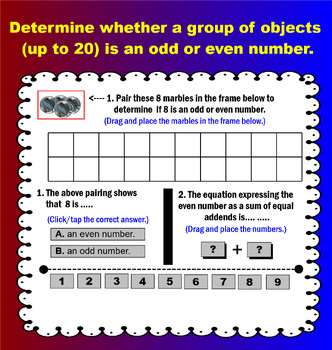 Preview of Determine whether a group of objects (up to 20) is odd or even.