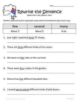 determiners 1st 2nd grade common core practice