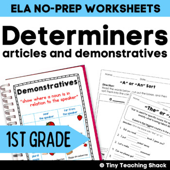 Preview of Determiners (articles, demonstratives) Grammar Worksheets & Posters for 1st Gr