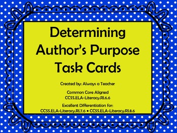 Preview of Determining Author's Purpose Task Cards