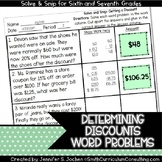 Determining Discounts Word Problems |  Solve and Snip® |  