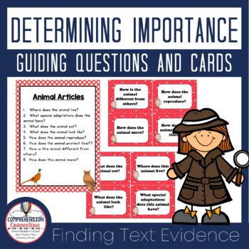 Preview of Determining Importance Question Task Cards and Anchor Charts