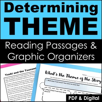 Preview of Determining Theme Graphic Organizer & Activities - Printable & Digital