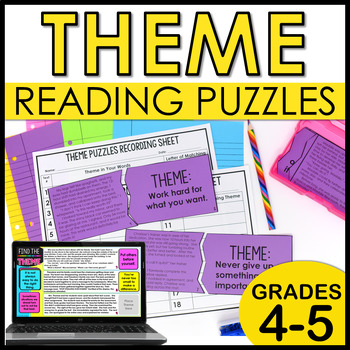 Preview of Determining Theme Puzzles | Printable and Digital Theme Activity