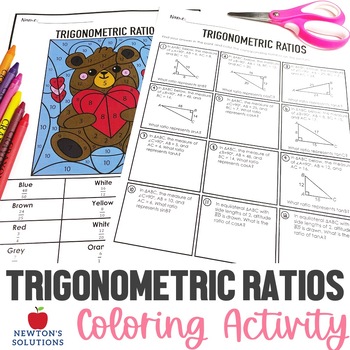 Preview of Determining Trigonometric Ratios Color by Number Valentine's Day Activity