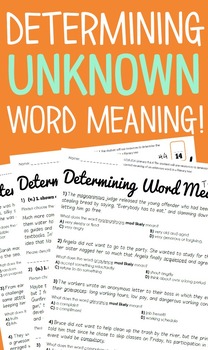 Preview of Determining Unknown Word Meaning Practice Pack