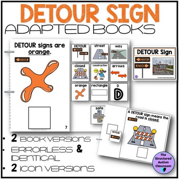 Preview of Community Signs Adapted Books Detour Identical & Errorless Matching Special Ed