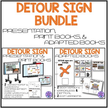 Preview of Community Sign Detour Adapted Books, Presentation, Printable Books BUNDLE SPED