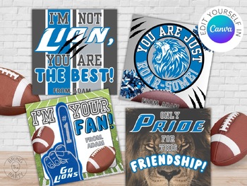 Preview of Detroit Lions Football Valentine | Go Lions Valentine | Defend the Den Valentine