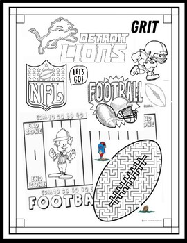 Preview of Detroit Lions NFL Football - Coloring Page and Zentangle