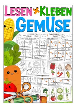 Preview of Deutsch: Gemüse (vegetables) - Lesen und Kleben vocabulary training