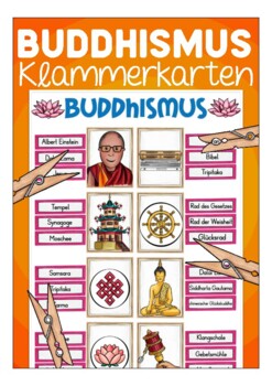 Preview of Deutsch / German BUDDHISMUS (Buddhism) - Klammerkarten Clip Cards Religion