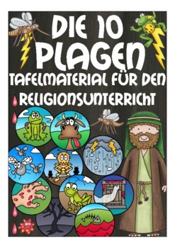 Preview of Deutsch / German Bildkarten 10 PLAGEN (Bibel / Moses) - flash cards Religion