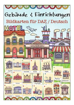 Preview of Deutsch / German Bildkarten Gebäude in der Stadt - flash cards Wortschatz