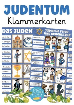 Preview of Deutsch / German JUDENTUM (Judaism) - Klammerkarten Clip Cards