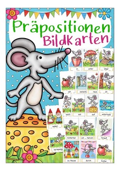 Preview of Deutsch / German Bildkarten Präpositionen (grammar / Grammatik)