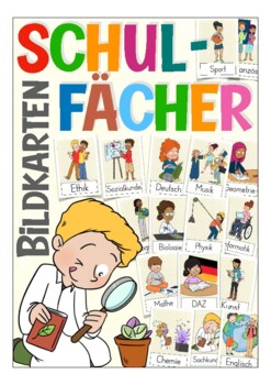 Preview of Deutsch / German Bildkarten - Schulfächer / school subjects (Schule)
