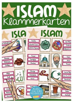 Preview of Deutsch / German ISLAM - Klammerkarten Clip Cards Religion