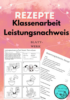 Preview of Deutsch /German: Test: Recipes/Writing a text/Essay