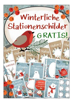 Preview of Deutsch / German - Weihnachten Stationenschilder / Winter Karten / Poster