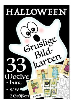 Preview of Deutsch Halloween flash cards, Bildkarten  / DAF, German culture, Germany, Vocab