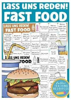 Preview of Deutsch Lass uns reden! Spiel German speaking game - Fast Food / essen