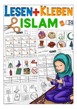 Preview of Deutsch Lesen + Kleben ISLAM Religion / German worksheets
