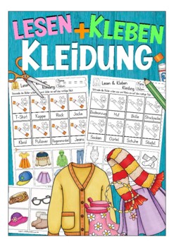 Preview of Deutsch Lesen + Kleben: Kleidung  (clothes)  (vocabulary worksheets)
