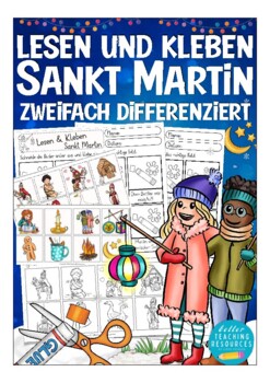 Preview of Deutsch Lesen + Kleben Sankt Martin vocabulary worksheets German