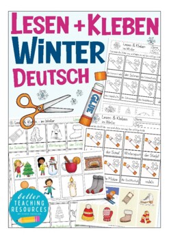 Preview of Deutsch Lesen + Kleben WINTER vocabulary worksheets German