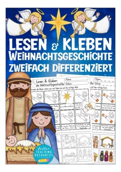Preview of Deutsch Lesen + Kleben Weihnachten Weihnachtsgeschichte Religion / German