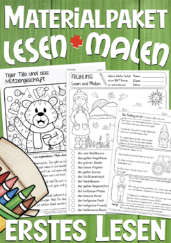 Preview of Deutsch: Lesen und Malen für Kinder German worksheets for children BUNDLE