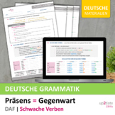 Deutsche Grammatik PRÄSENS schwacher Verben Arbeitsblatt +