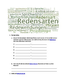 Preview of Deutsche Redewendungen / German Idioms Cultural Linguistic Activity