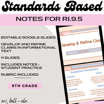 Preview of Develop & Refine Claims Notes {RI.9.5}