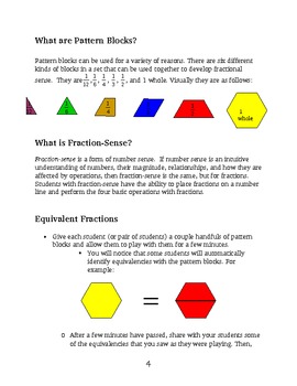 Preview of Common Core Math Practices - Using Pattern Blocks for Fraction Sense