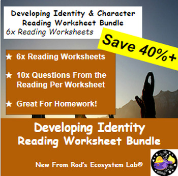Preview of Developing Identity & Character Lesson Reading Worksheet Bundle **Editable**